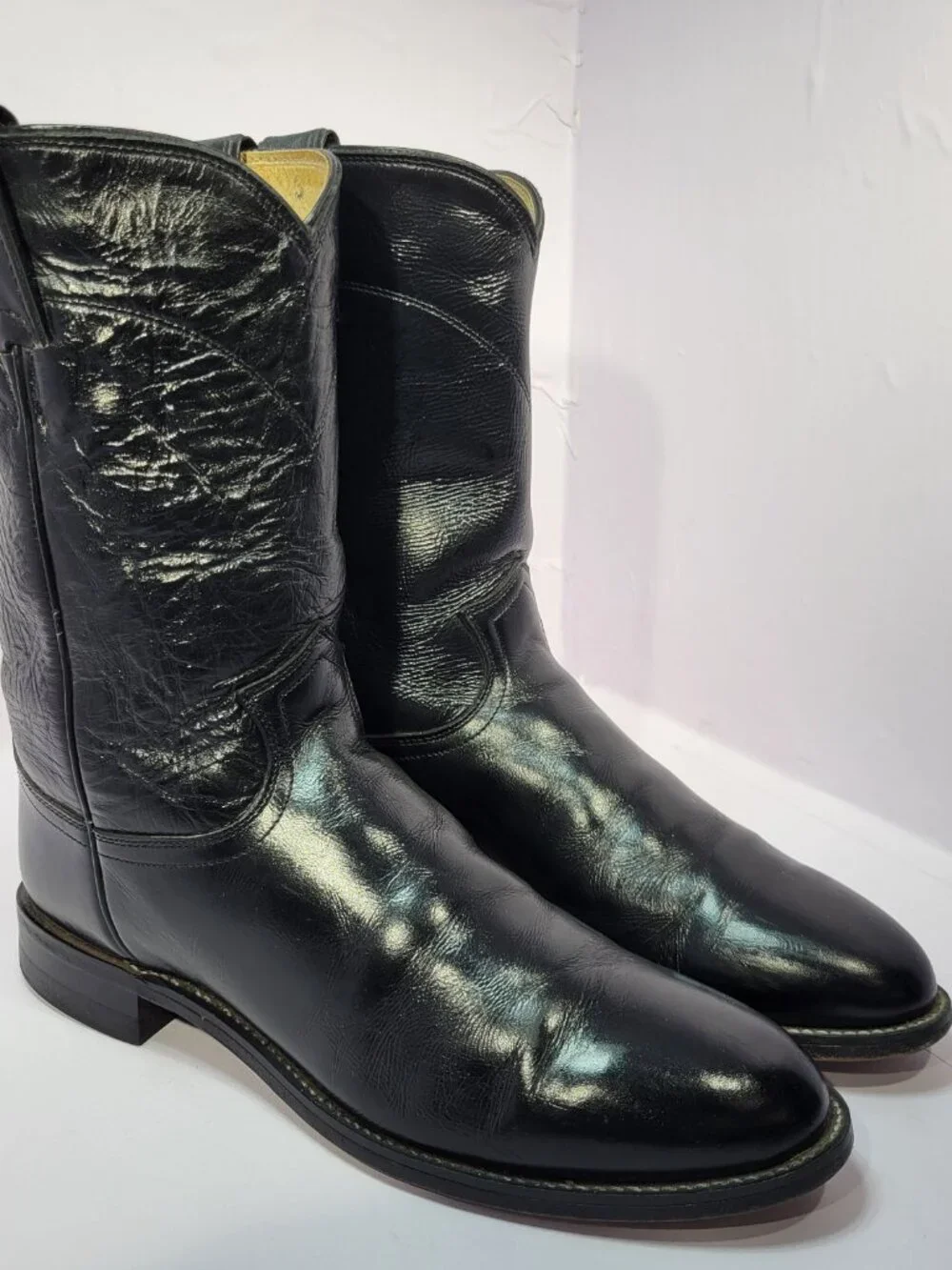 Justin Jackson Classic Men's Size 8.5D Black Leather Western Roper Boots 3133